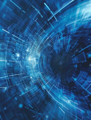 Futuristic Blue Technology Abstract Background with Digital Elements
