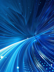 Dynamic Blue Abstract Technological Background with Flowing Digital Streams