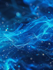 Ethereal Blue Abstract Background with Flowing Digital Waves
