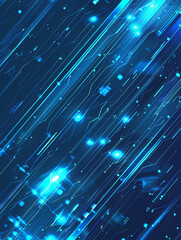 Minimalist Blue Abstract Technological Background with Diagonal Digital Lines