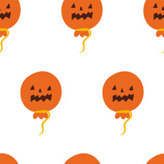 Scary balloon. Seamless pattern for Halloween. Hand drawn design. Vector illustration