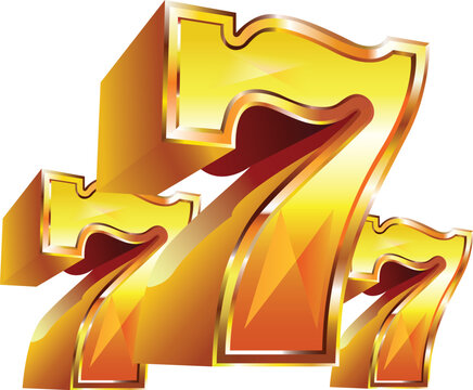  777 slot logo . Sign with golden letters. Online casino. Vector illustration
