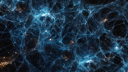 Obraz premium Abstract background of a grid of internet technologies with cobwebs, representing the vast amount of data available on the web.