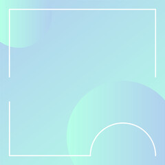 Abstract gradient square background for social media. Minimalistic background in blue and green gradient with volumetric balls and decorative white lines. Modern vector background for design.