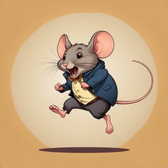 A mouse rushing from above,  a crazy style, 