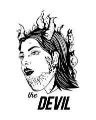 portrait of a woman with horn 