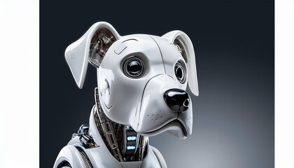 Minimalist White Robotic dog on Transparent Background