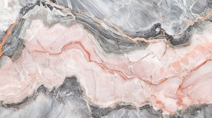 Abstract Marble Texture with Pink, Gray, and Gold Veins