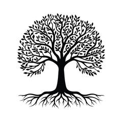 silhouette of tree I Tree with roots vector