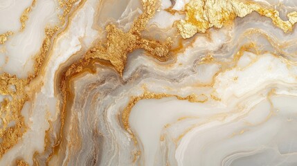 Abstract Swirling Marble with Gold Accents