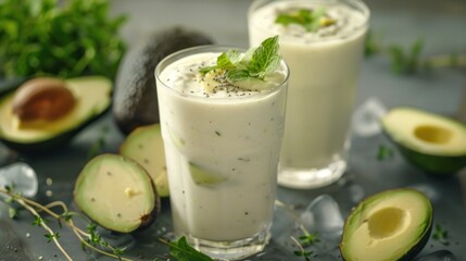 Creamy Avocado Smoothie with Mint and Chia Seeds
