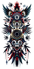 Aztec Tribal Tattoo traditional tattoo illustration