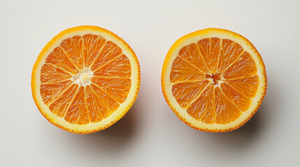 Fototapeta premium An orange sliced in half on a clean white background 