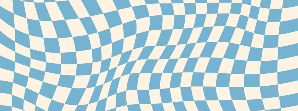 Groovy psychedelic checkerboard in Y2k style. Vintage aesthetic. Vector illustration