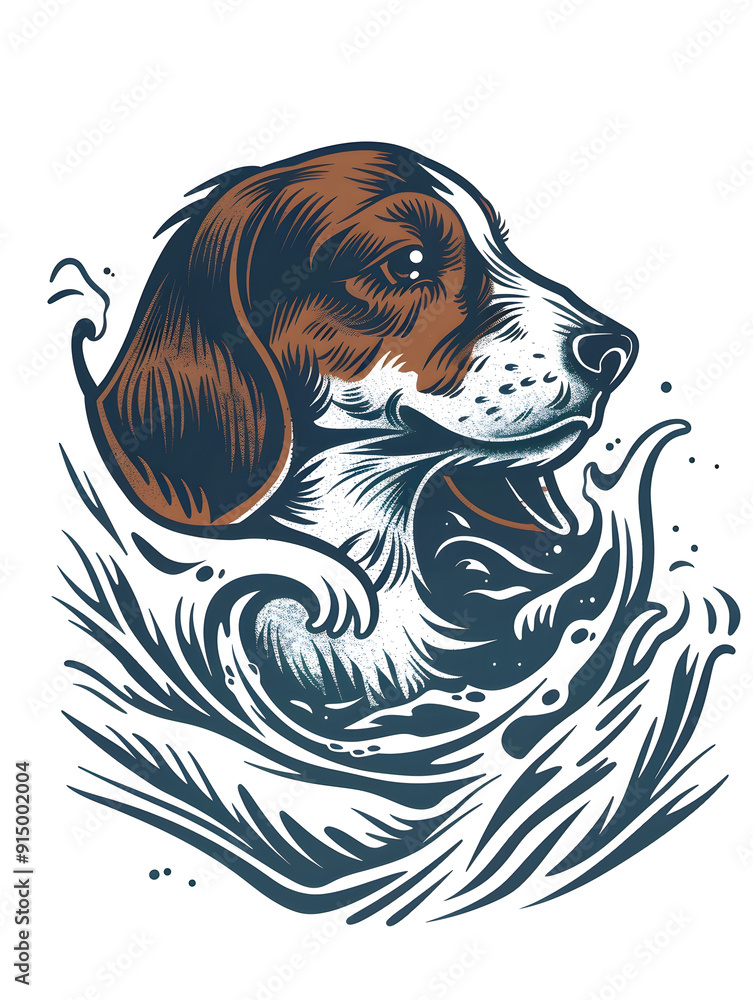 Wall mural beagle dog head traditional tattoo illustration