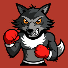 Obraz premium wolf boxinng fighter mascot