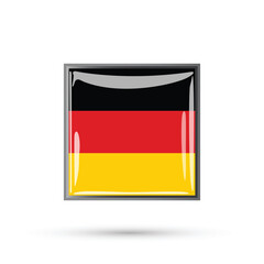 Germany flag square glossy 3d. National flag of germany shiny elegant creative isolated vector illustration on white background. Framed flag of Germany in square shape super shining for celebrations
