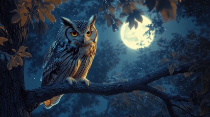 Majestic Owl Under the Moonlight