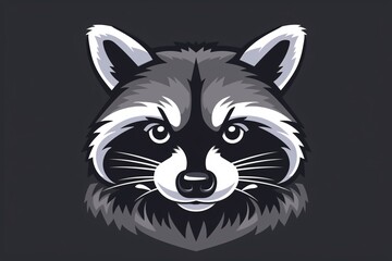 Fototapeta premium Charming minimalist raccoon silhouette logo, featuring a black design in a flat graphic style.