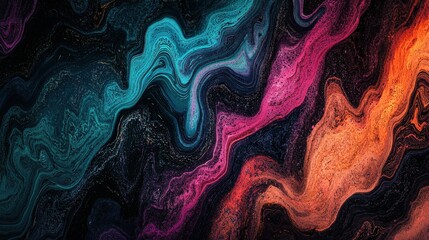 Obraz premium Abstract Swirling Blue, Pink, and Orange Paint Texture