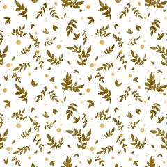 Dried flowers Seamless watercolor pattern. green leaves, minimalistic design. Autumn collection, hand drawn watercolor illustration. For bed linen, tablecloths or curtains, ready to print on textile