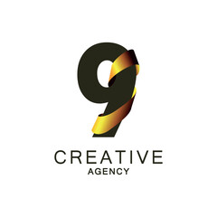 Modern Logo Design for Creative Agency with Number nine

