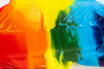 Rainbow background with oil paint. Abstract acrylic paint texture. Beautiful brushstrokes close-up