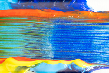 Rainbow background with oil paint. Abstract acrylic paint texture. Beautiful brushstrokes close-up