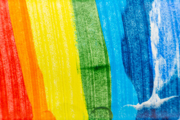 Rainbow background with oil paint. Abstract acrylic paint texture. Beautiful brushstrokes close-up