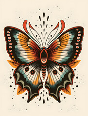 butterfly traditional tattoo illustration