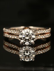 Elegant diamond ring with intricate band design, beautifully reflecting light, perfect for engagement or special occasions.