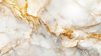 White Marble Surface with Gold Veins