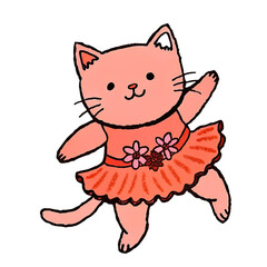 Obraz premium Ballerina Cat with Flower Crown isolated on white background,isolated,isolate,white background,no background