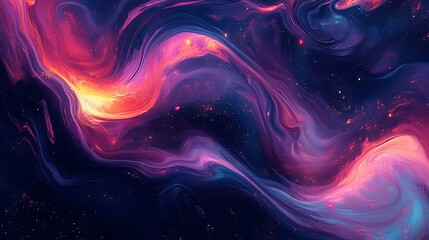 Obraz premium Abstract Swirling Nebula with Scattered Stars