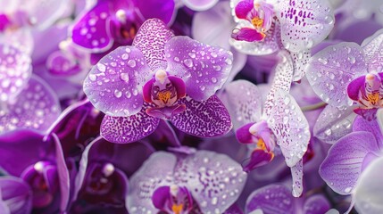 Fototapeta premium Close-Up of Delicate Pink Orchids with Water Drops