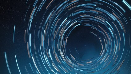 Dynamic Abstract Vortex with Circular Swirl Lines and Night Sky Star Trails