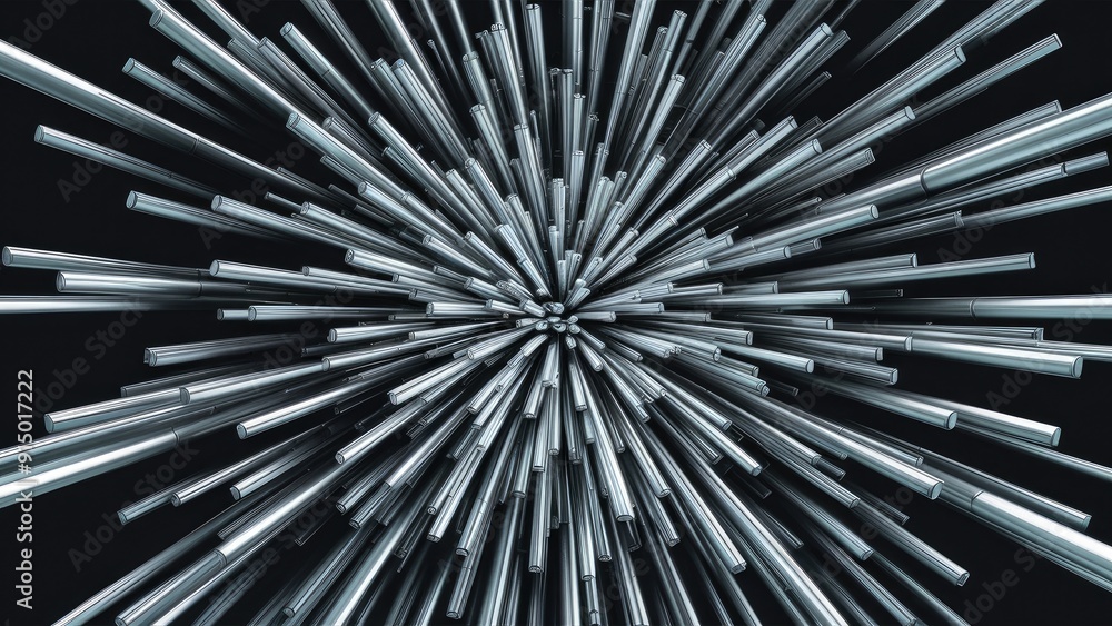 Aufkleber futuristic silver grey monochrome design on black background with 3d exploding surface perspective