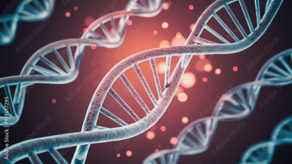 Poster abstract 2d render of dna structure with creative background