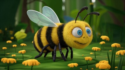 HandDrawn Cartoon Illustration of a Bee Insect