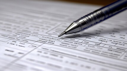 A close-up of a silver pen resting on a filled-out form, symbolizing meticulous documentation and attention to detail.
