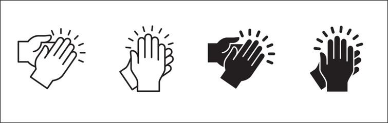 Obraz premium Hands clap symbol. Hand clapping icons. Applaud and acclamation sign. Simple flat icon of praise and cheering graphic design resource and illustration.