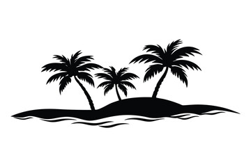 a silhouette of a seashore's sea beach vector art illustration