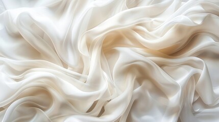 Fototapeta premium Soft wave abstract on white cloth backdrop.