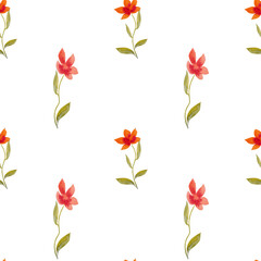 Seamless pattern with watercolor abstract flowers. Hand drawn floral illustration for textile and other design. Botanical drawing.