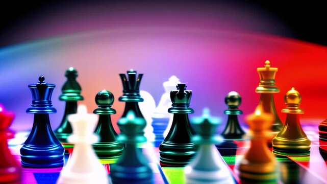 chess pieces on Colorful  background
