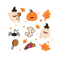 Happy Halloween party posters or flyers set. Vector illustration