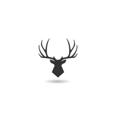 Selbstklebende Fototapeten Hipster Tiere Silhouette of deer head icon with shadow  © sljubisa