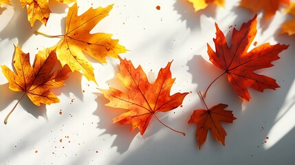 Fototapeta premium Colorful Autumn Maple Leaves on a White Background