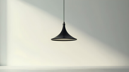 modern black pendant lamp isolated on a white background, showcasing a clean and minimalist design