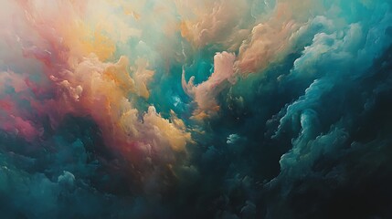 Abstract Painting of Colorful Swirling Clouds